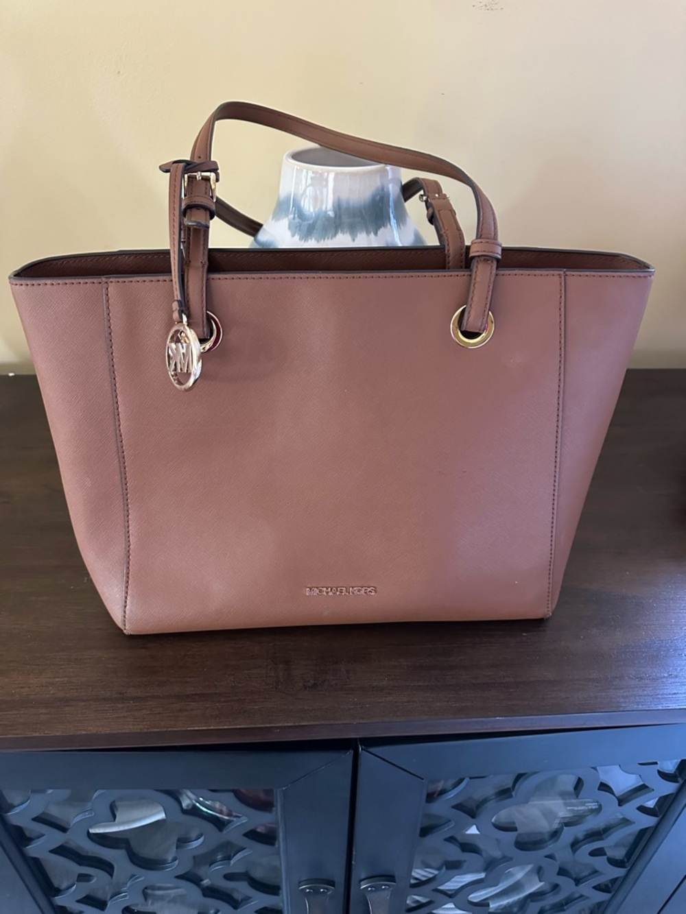 Michael Kors Dusty Rose Brown Saffiano Leather Tote